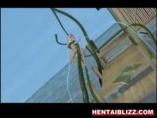 3d animé hentaï chienne obtient baisée par énorme tentac